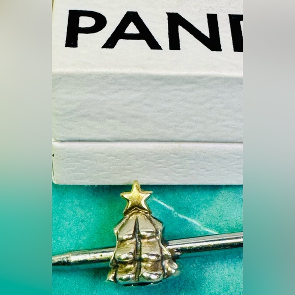 Authentic Retired Pandora Christmas Tree Two Tone 14k Gold & S925 Ale Silver - Picture 14 of 16